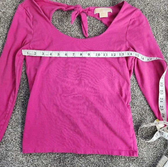 Michael Michael Kors Medium Pink Bow Open Back Spring Longsleeve Blouse - Picture 6 of 9